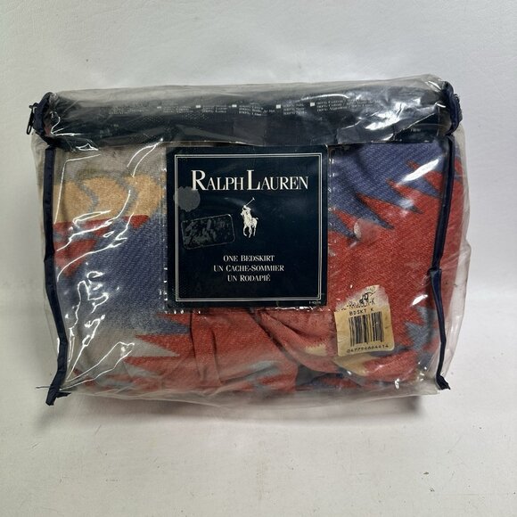 Vtg Ralph Lauren Rio Grande Bedskirt Dust Ruffle Multicolor Southwestern Cotton - Picture 11 of 11